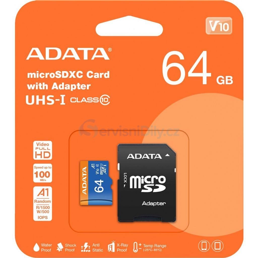 Memory Card SD MicroSD 64GB ADATA Class 10